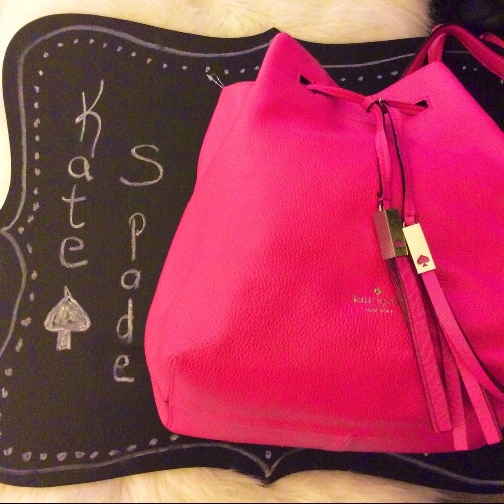 New Kate spade Grey St cooper drawstring crossbody leather bag